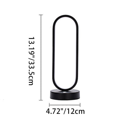 Modern Minimalist Ellipse S Shape Iron Aluminum Silicone LED Table Lamp For Bedroom