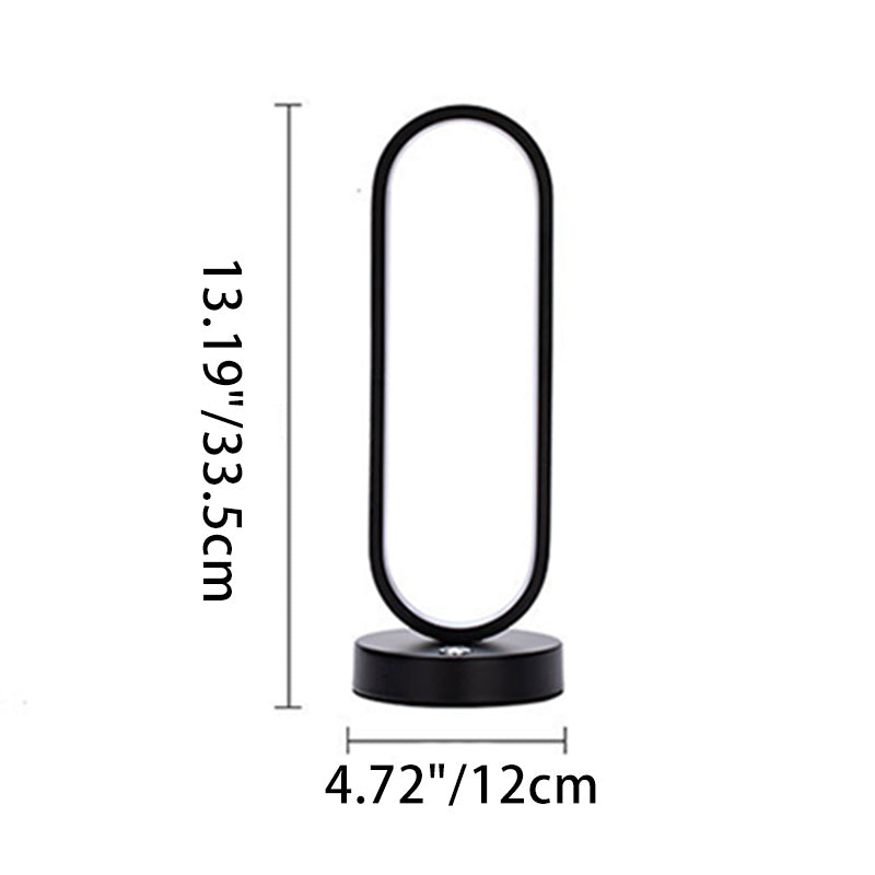 Modern Minimalist Ellipse S Shape Iron Aluminum Silicone LED Table Lamp For Bedroom