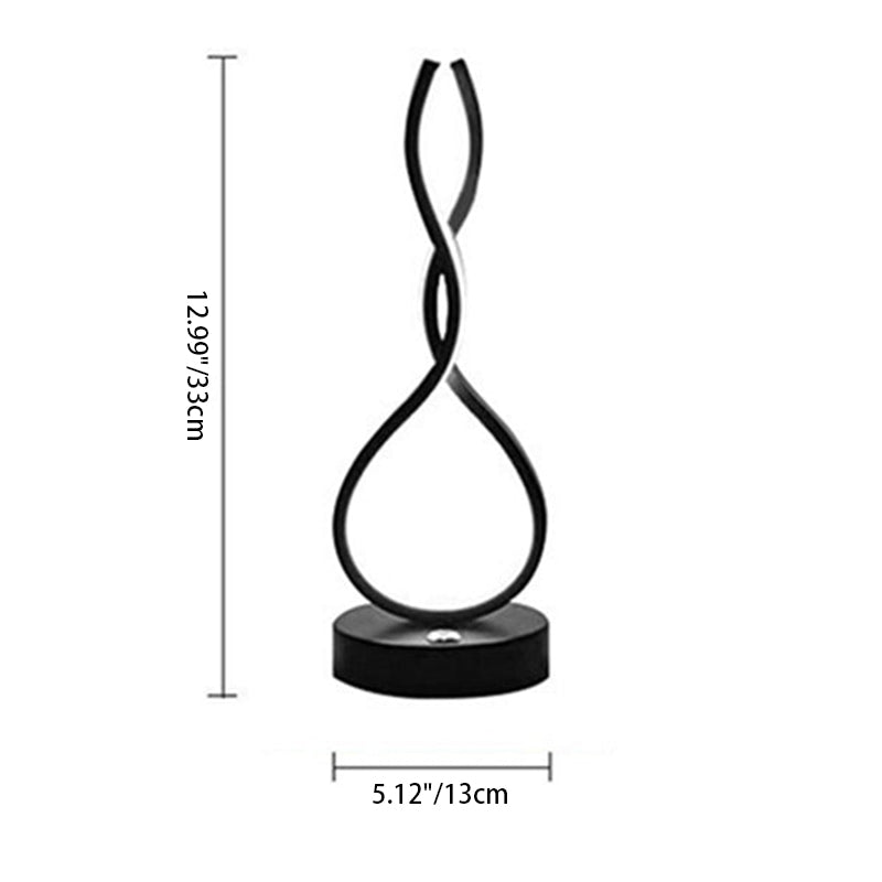 Moderne unbedeutende Ellipse S Form Eisen Aluminium Silikon LED Tischlampe für Schlafzimmer 