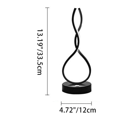 Modern Minimalist Ellipse S Shape Iron Aluminum Silicone LED Table Lamp For Bedroom