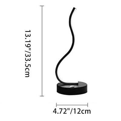 Modern Minimalist Ellipse S Shape Iron Aluminum Silicone LED Table Lamp For Bedroom
