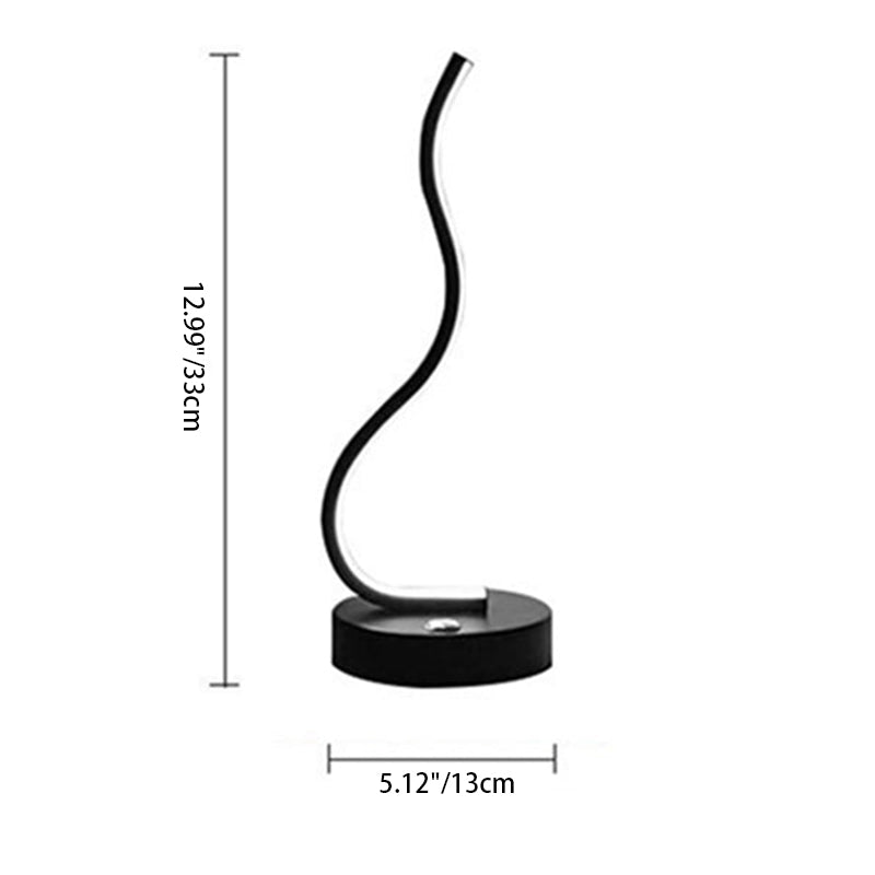 Moderne unbedeutende Ellipse S Form Eisen Aluminium Silikon LED Tischlampe für Schlafzimmer 