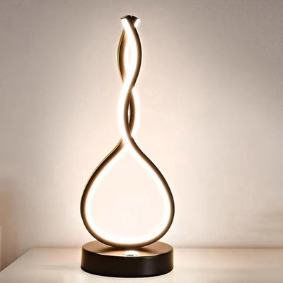 Modern Minimalist Ellipse S Shape Iron Aluminum Silicone LED Table Lamp For Bedroom