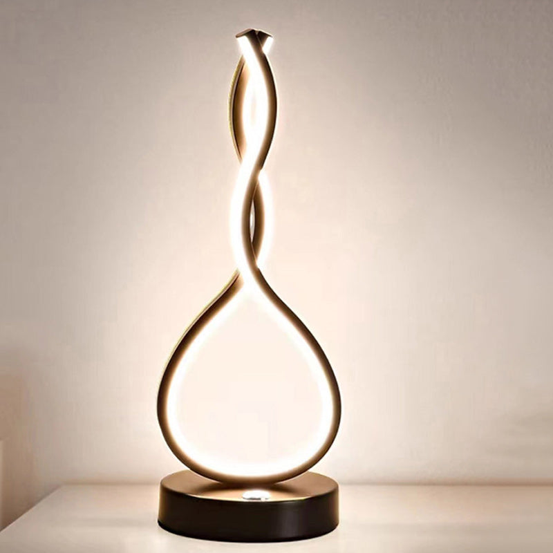 Modern Minimalist Ellipse S Shape Iron Aluminum Silicone LED Table Lamp For Bedroom