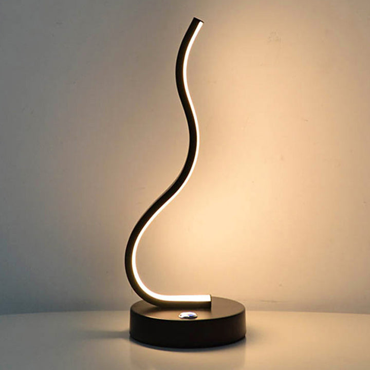 Modern Minimalist Ellipse S Shape Iron Aluminum Silicone LED Table Lamp For Bedroom