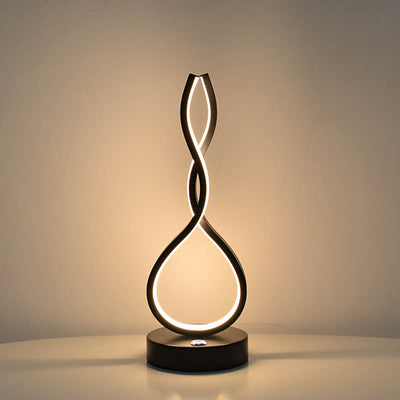Modern Minimalist Ellipse S Shape Iron Aluminum Silicone LED Table Lamp For Bedroom