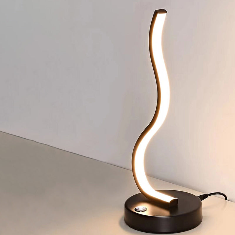 Modern Minimalist Ellipse S Shape Iron Aluminum Silicone LED Table Lamp For Bedroom