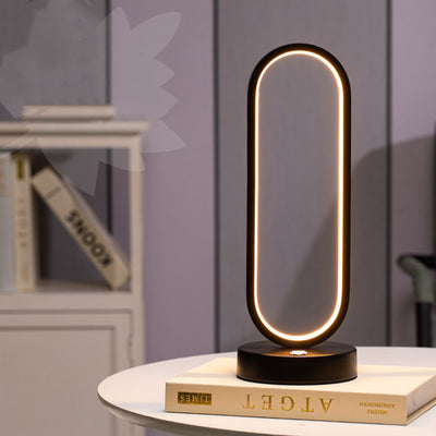 Modern Minimalist Ellipse S Shape Iron Aluminum Silicone LED Table Lamp For Bedroom