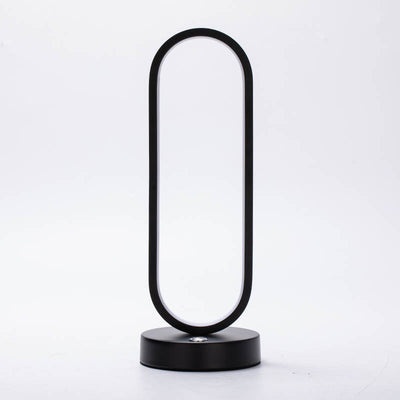 Modern Minimalist Ellipse S Shape Iron Aluminum Silicone LED Table Lamp For Bedroom