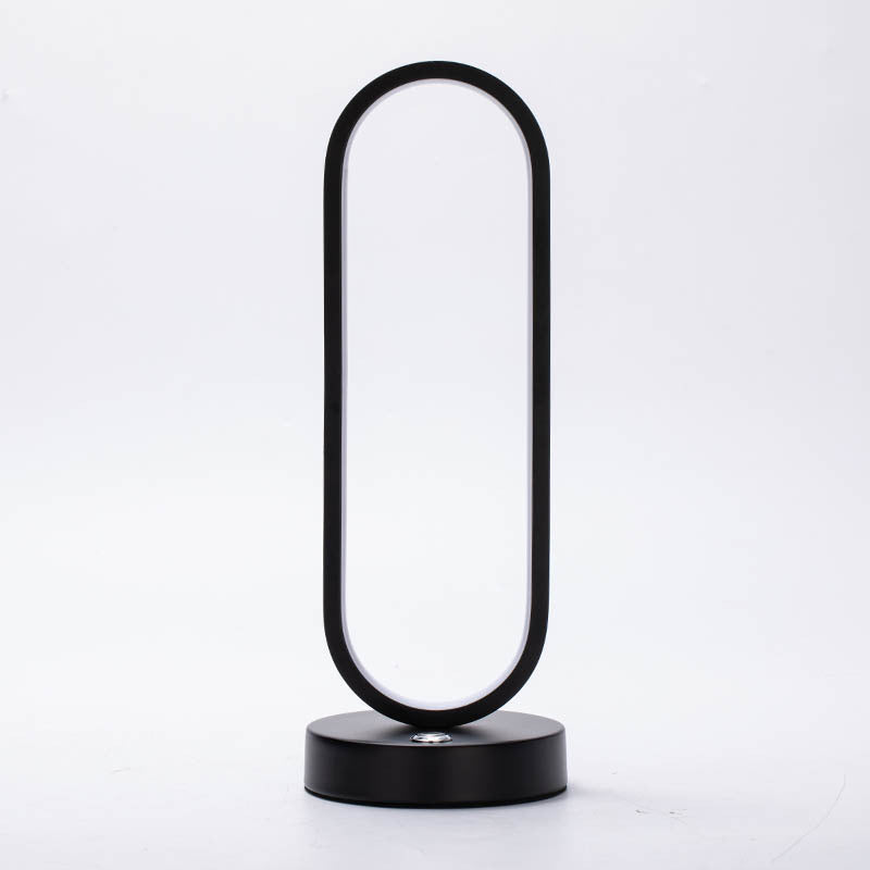 Modern Minimalist Ellipse S Shape Iron Aluminum Silicone LED Table Lamp For Bedroom