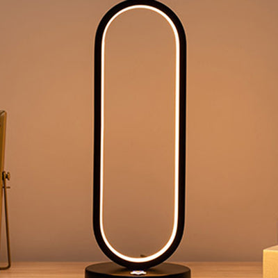Modern Minimalist Ellipse S Shape Iron Aluminum Silicone LED Table Lamp For Bedroom