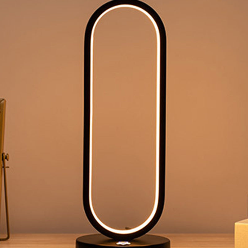 Modern Minimalist Ellipse S Shape Iron Aluminum Silicone LED Table Lamp For Bedroom