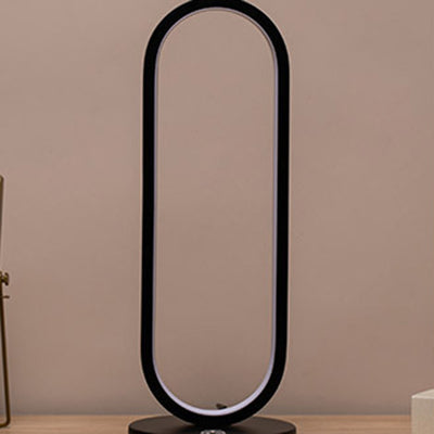 Modern Minimalist Ellipse S Shape Iron Aluminum Silicone LED Table Lamp For Bedroom