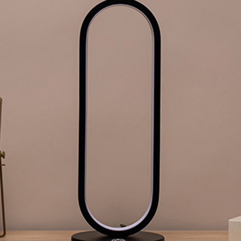 Modern Minimalist Ellipse S Shape Iron Aluminum Silicone LED Table Lamp For Bedroom