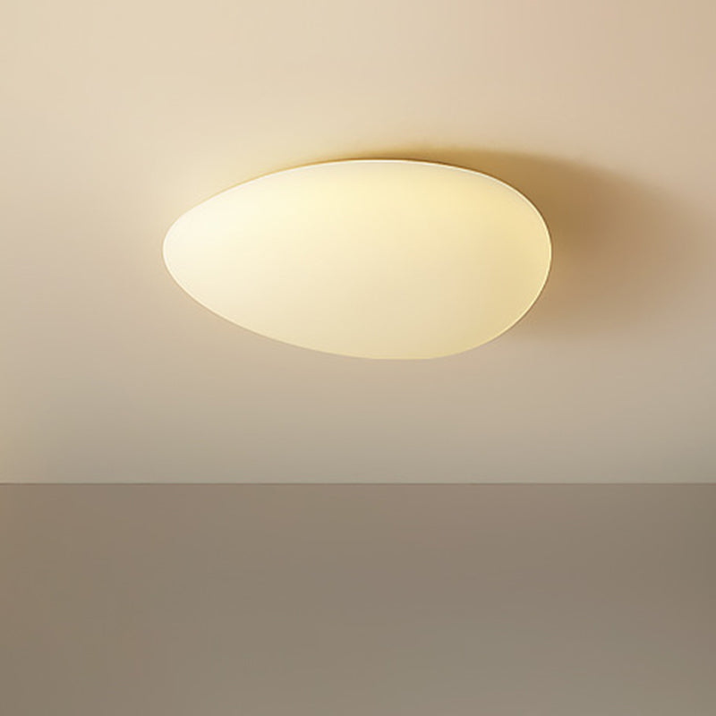 Modern Minimalist Pebble Shape Hardware PE LED Flush Mount Ceiling Light For Bedroom