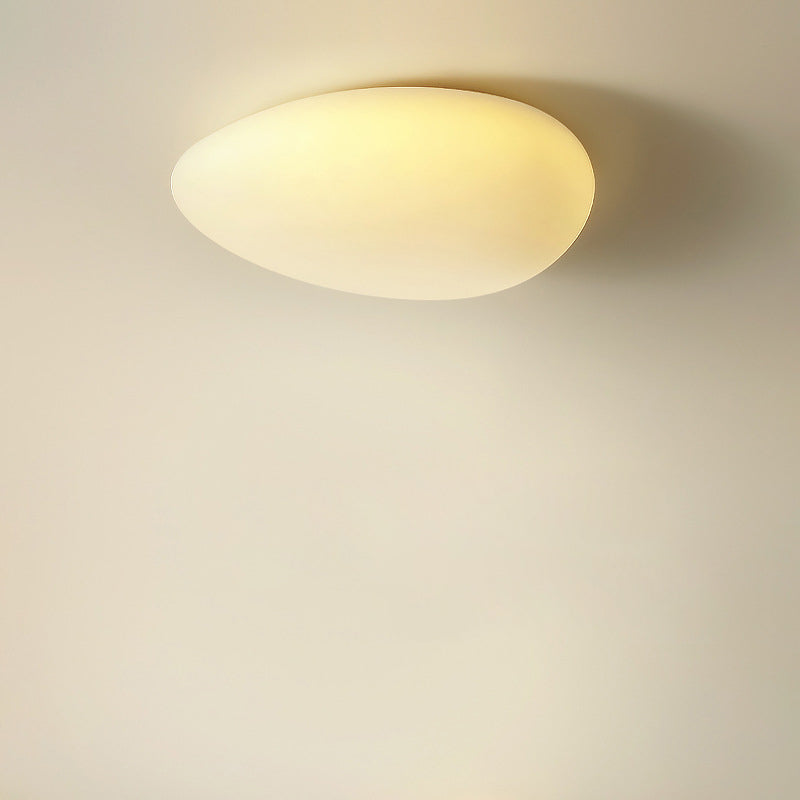 Modern Minimalist Pebble Shape Hardware PE LED Flush Mount Ceiling Light For Bedroom