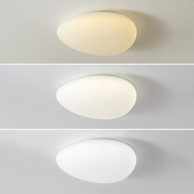 Modern Minimalist Pebble Shape Hardware PE LED Flush Mount Ceiling Light For Bedroom
