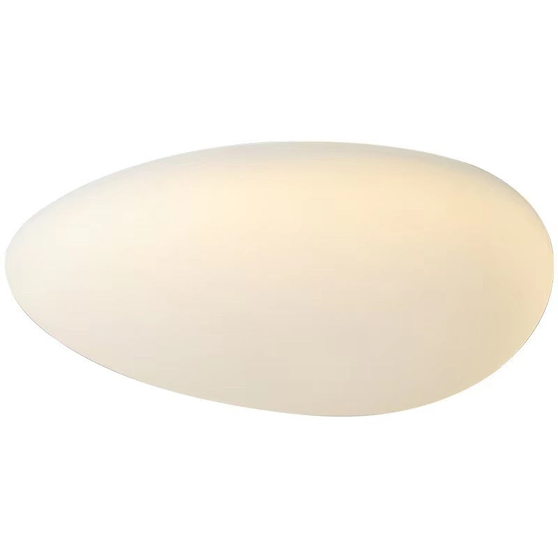 Modern Minimalist Pebble Shape Hardware PE LED Flush Mount Ceiling Light For Bedroom