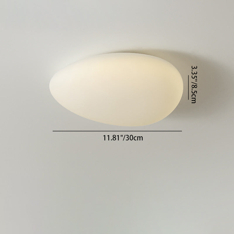 Modern Minimalist Pebble Shape Hardware PE LED Flush Mount Ceiling Light For Bedroom