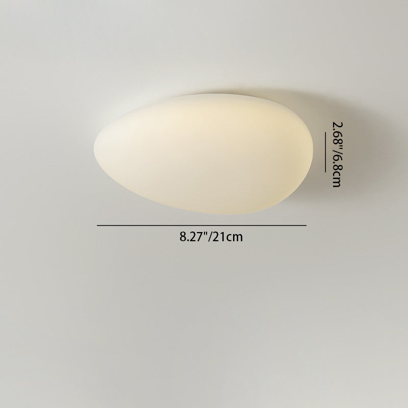 Modern Minimalist Pebble Shape Hardware PE LED Flush Mount Ceiling Light For Bedroom