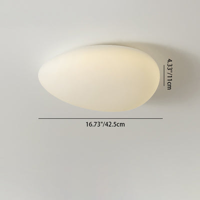 Modern Minimalist Pebble Shape Hardware PE LED Flush Mount Ceiling Light For Bedroom