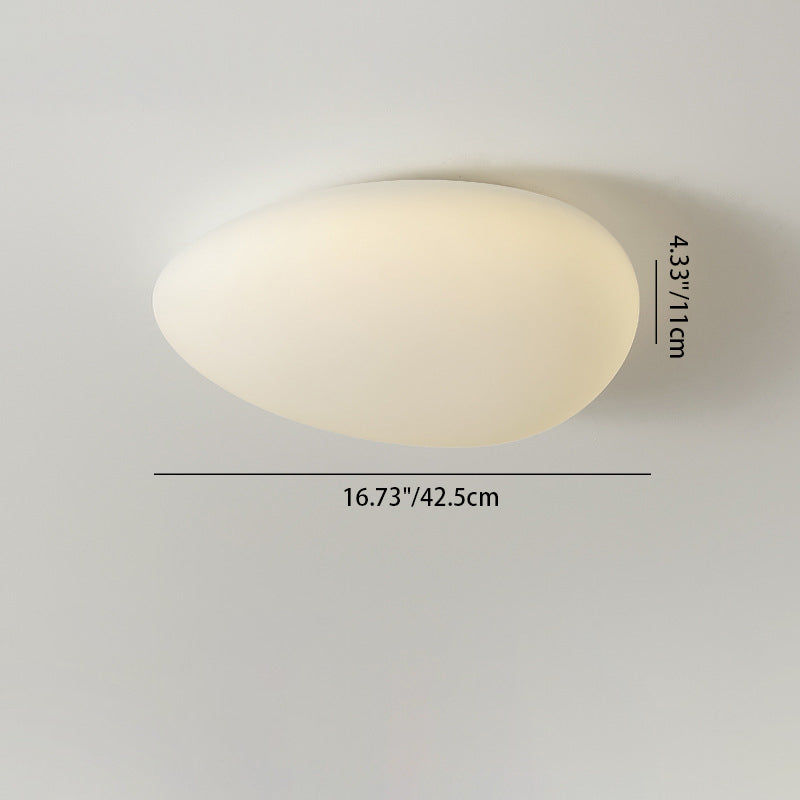 Modern Minimalist Pebble Shape Hardware PE LED Flush Mount Ceiling Light For Bedroom