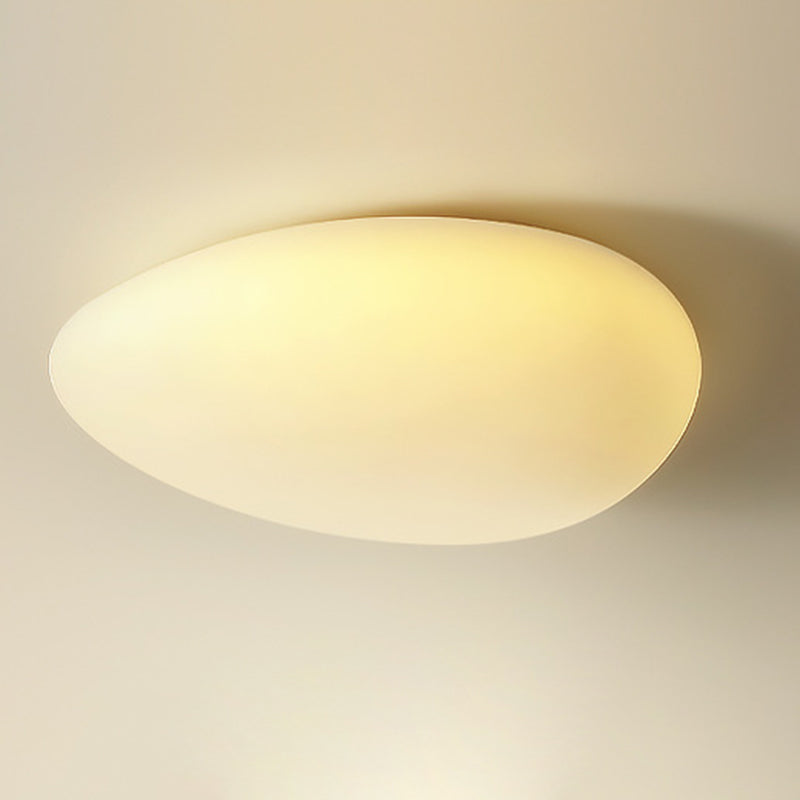 Modern Minimalist Pebble Shape Hardware PE LED Flush Mount Ceiling Light For Bedroom