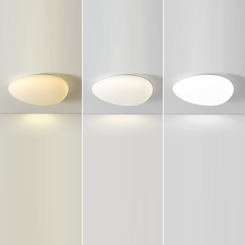 Modern Minimalist Pebble Shape Hardware PE LED Flush Mount Ceiling Light For Bedroom