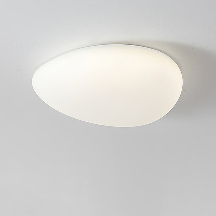 Modern Minimalist Pebble Shape Hardware PE LED Flush Mount Ceiling Light For Bedroom