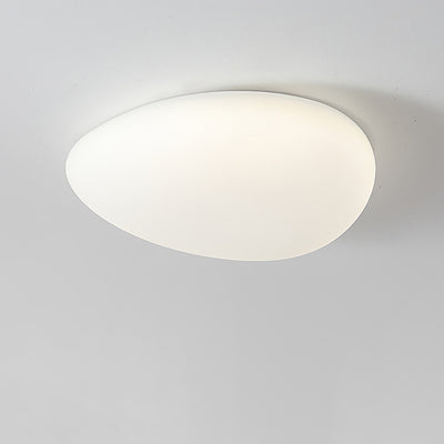 Modern Minimalist Pebble Shape Hardware PE LED Flush Mount Ceiling Light For Bedroom