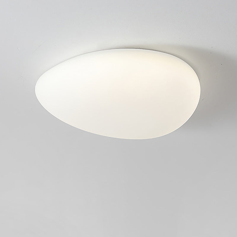 Modern Minimalist Pebble Shape Hardware PE LED Flush Mount Ceiling Light For Bedroom