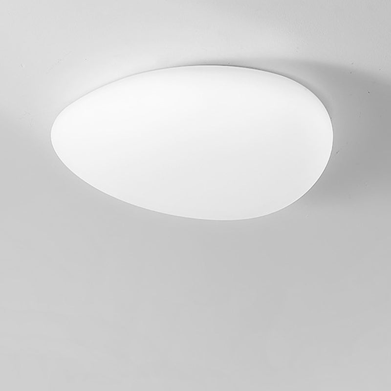 Modern Minimalist Pebble Shape Hardware PE LED Flush Mount Ceiling Light For Bedroom