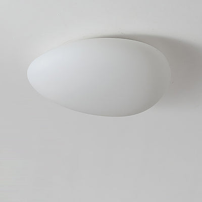 Modern Minimalist Pebble Shape Hardware PE LED Flush Mount Ceiling Light For Bedroom