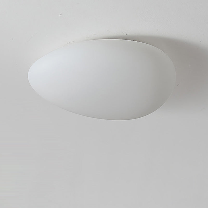 Modern Minimalist Pebble Shape Hardware PE LED Flush Mount Ceiling Light For Bedroom
