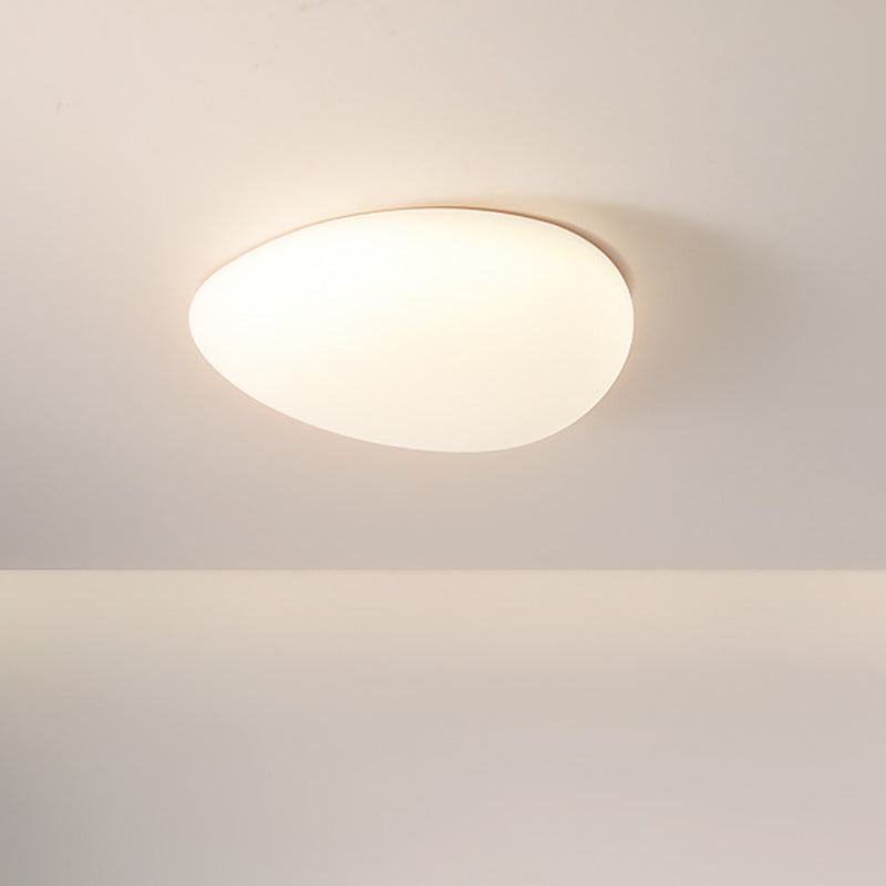 Modern Minimalist Pebble Shape Hardware PE LED Flush Mount Ceiling Light For Bedroom