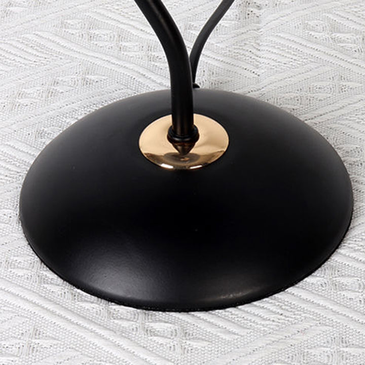 Lampe de table contemporaine nordique en lin plissé PVC en forme de parapluie courbe en fer avec 1 lumière pour salon 