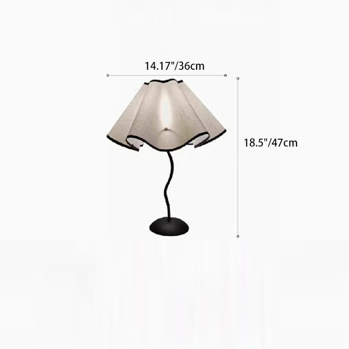 Lampe de table 1 lumière en forme de fleur de pétale en tissu de fer Nordic Wave contemporain pour salon 