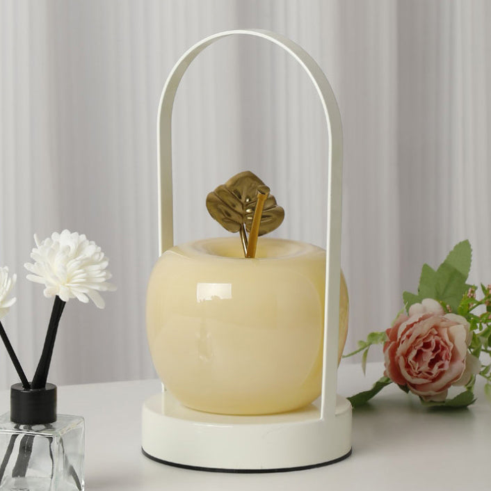 Lámpara de mesa LED de manzana de vidrio de hierro portátil USB creativa contemporánea luz nocturna para dormitorio 