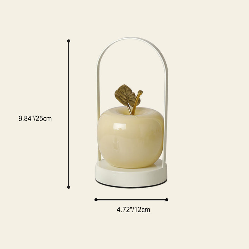 Lámpara de mesa LED de manzana de vidrio de hierro portátil USB creativa contemporánea luz nocturna para dormitorio 