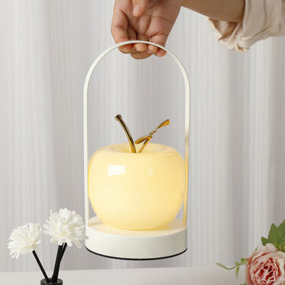 Lámpara de mesa LED de manzana de vidrio de hierro portátil USB creativa contemporánea luz nocturna para dormitorio 