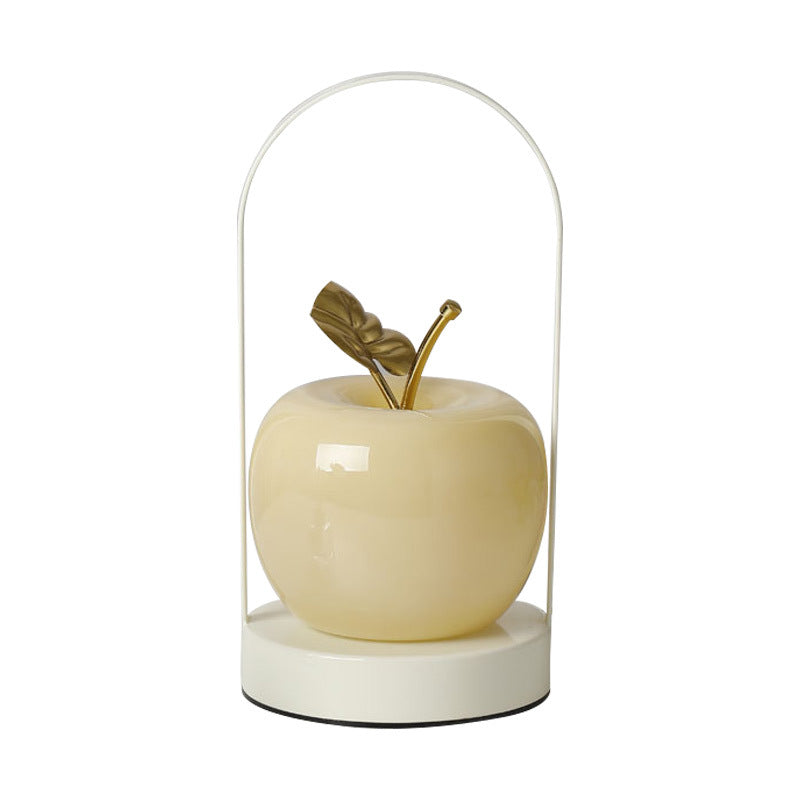 Lámpara de mesa LED de manzana de vidrio de hierro portátil USB creativa contemporánea luz nocturna para dormitorio 