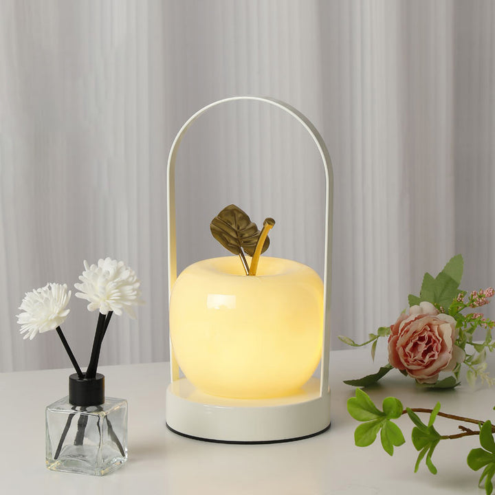 Lámpara de mesa LED de manzana de vidrio de hierro portátil USB creativa contemporánea luz nocturna para dormitorio 