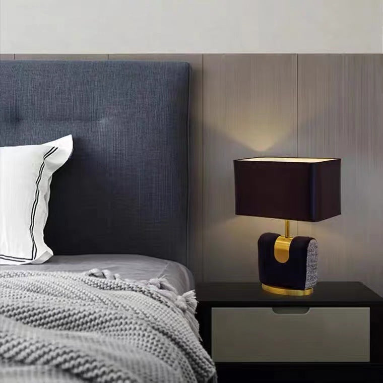 Lampe de Table 1 Lumière en Tissu Flanelle Matériel Rectangle Vintage Traditionnel Pour Chambre 