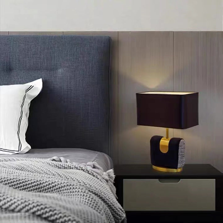 Lampe de Table 1 Lumière en Tissu Flanelle Matériel Rectangle Vintage Traditionnel Pour Chambre 