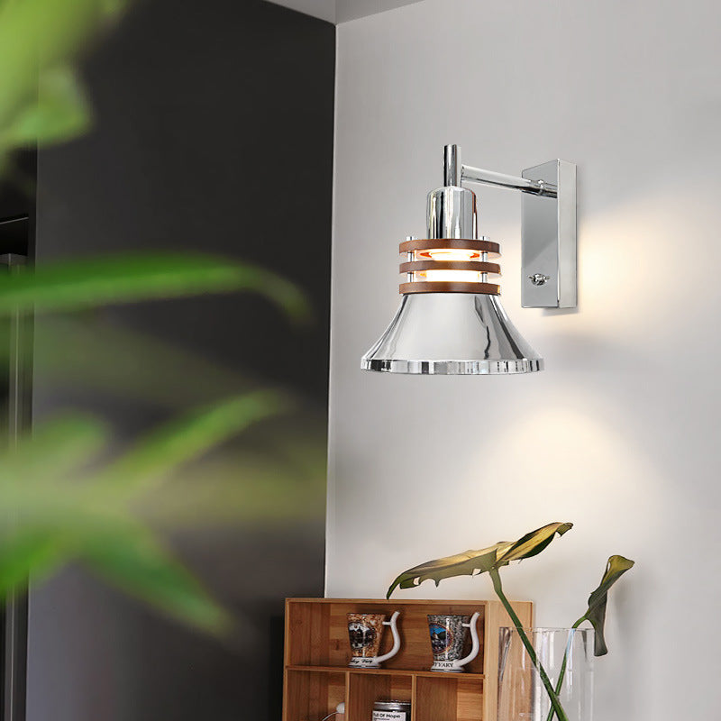 Applique murale 1 lumière contemporaine nordique en forme de cylindre avec bol à cornes en fer pour chambre à coucher 