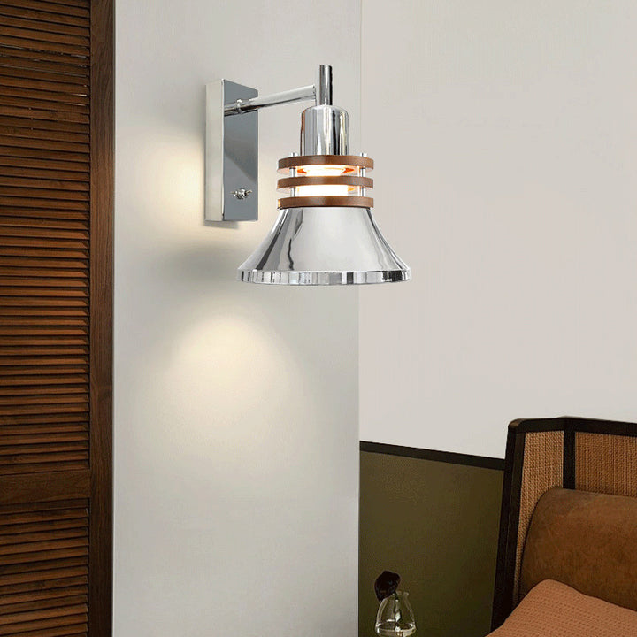 Applique murale 1 lumière contemporaine nordique en forme de cylindre avec bol à cornes en fer pour chambre à coucher 
