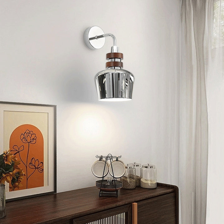 Applique murale 1 lumière contemporaine nordique en forme de cylindre avec bol à cornes en fer pour chambre à coucher 