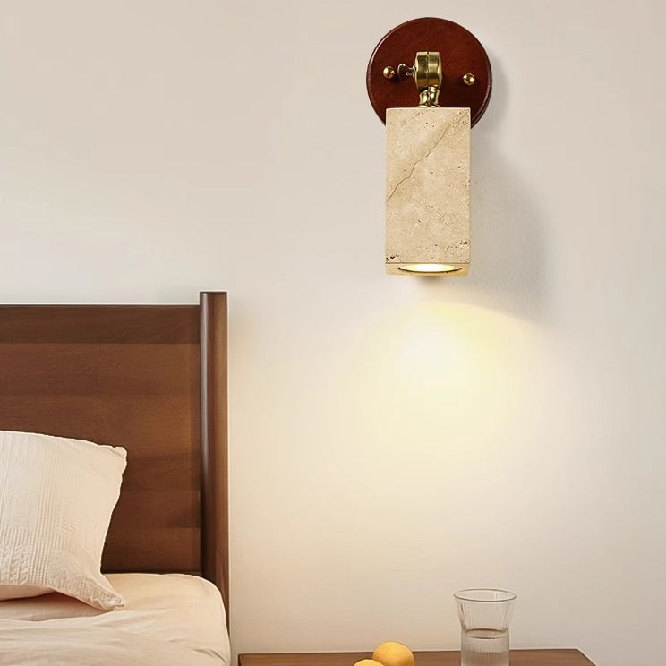 Traditionelle japanische verstellbare Kopf Zylinder Quader Würfel Halbkreis Holz Stein 1-Licht Wandleuchte Lampe für Wohnzimmer 