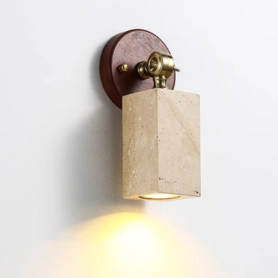 Traditionelle japanische verstellbare Kopf Zylinder Quader Würfel Halbkreis Holz Stein 1-Licht Wandleuchte Lampe für Wohnzimmer 