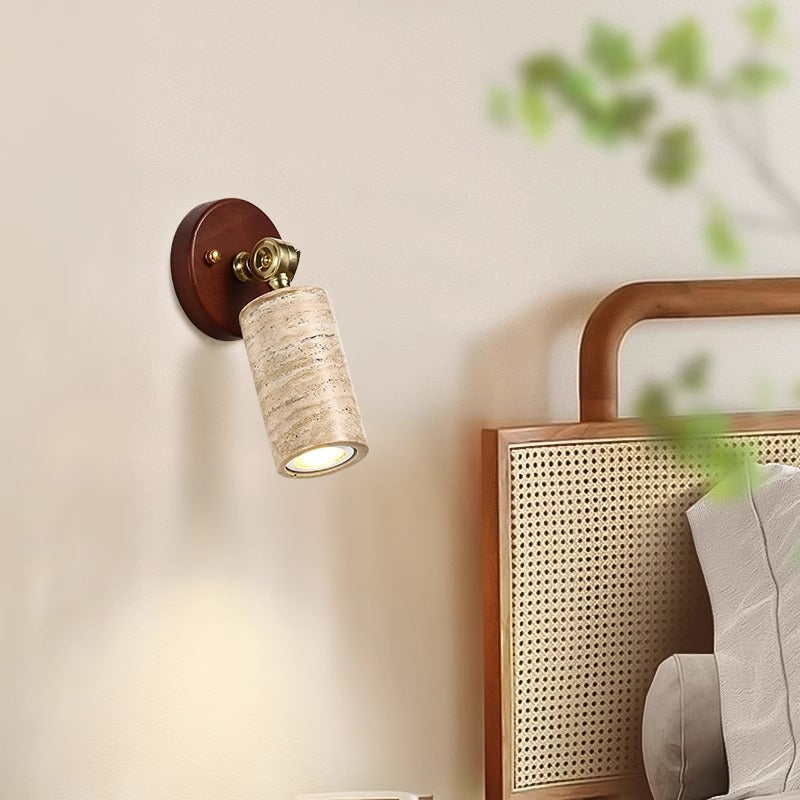 Traditionelle japanische verstellbare Kopf Zylinder Quader Würfel Halbkreis Holz Stein 1-Licht Wandleuchte Lampe für Wohnzimmer 